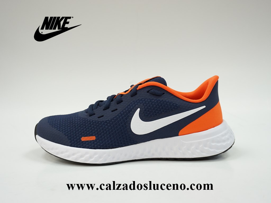 Beber agua Formación Quizás Nike Revolution 5 GS Deportivo Niño Azul y Naranja - Calzados Luceño