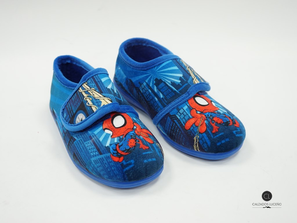 Zapatillas Marvel Spiderman Niños Pantuflas Media Bota Velcro Zapatillas Spiderman de Estar por Casa 