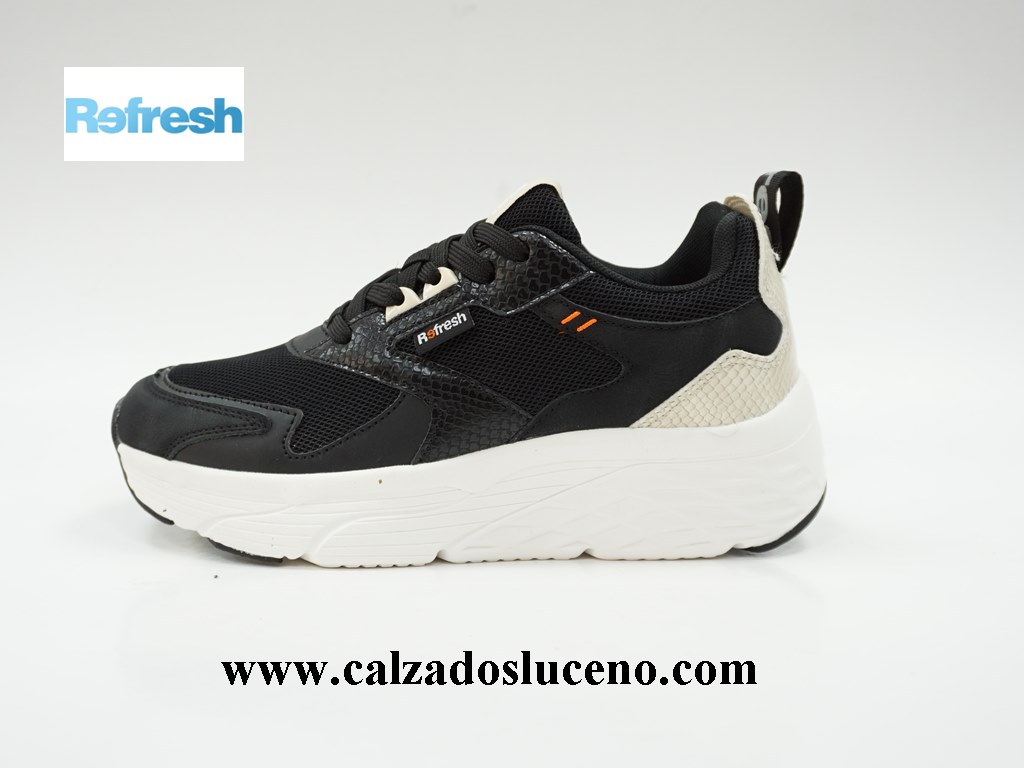 Refresh Sneakers Alta Nero Art.171837 - Scarpa Da Donna In Tela Con Cerniera, Vegan