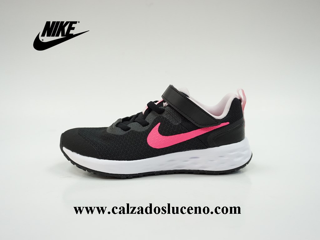 excepción miel temperatura Nike Deportivo Revolution 6 Niña Negro/Rosa - Calzados Luceño