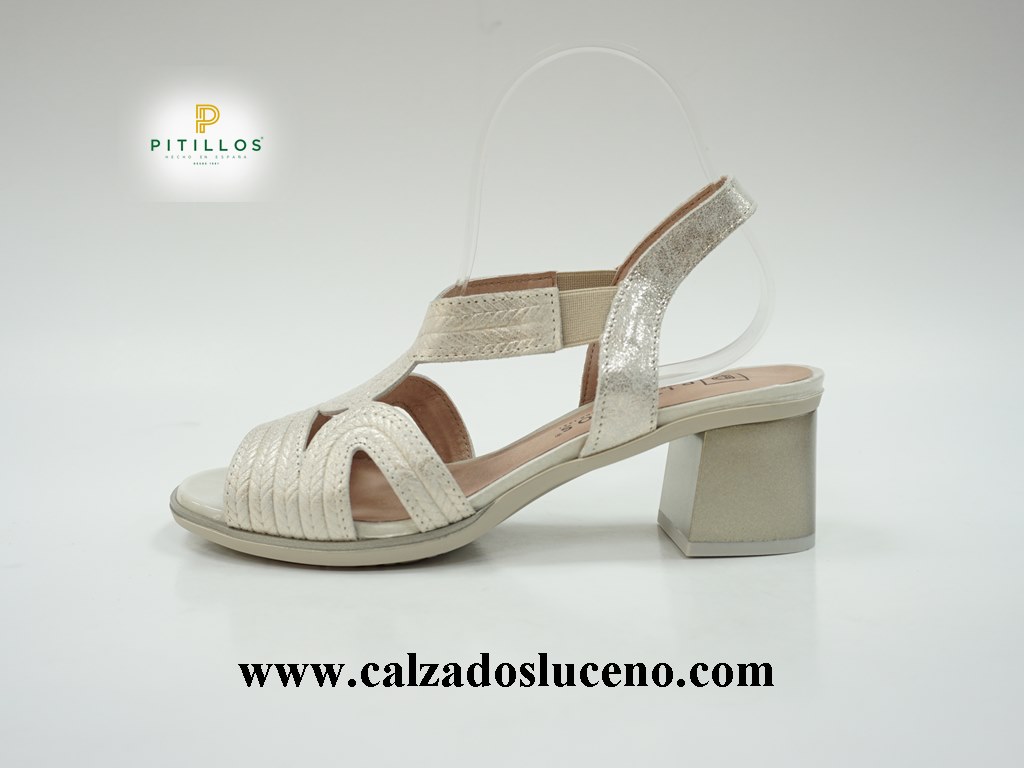 Pitillos Zapato Mujer Sandalia Pitillos Oro Tacón - Luceño