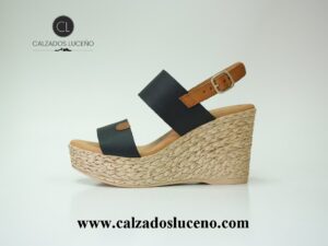Eva Frutos Sandalia Mujer Cuña Alta Negro