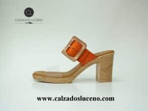 Eva Frutos Zueco Mujer Tacon Naranja