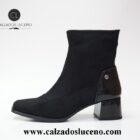 Amarpies Botin Tacon Mujer Licra Negro Modelo AMD27127 Con El Taco en Charol Fabricadas en Antelina Se Adaptan Al Pie. Envio Gratis!!