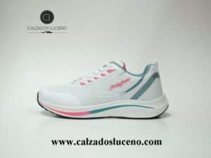 Jhayber Deportiva Mujer Blanca Sin Costuras Modelo Revora Cordones. Zapatilla Deportiva Runing Señora Muy Confortable