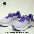 Joma Zapatilla Deportiva Niña Lila Nylon Con Velcro, Fabrizada en Textil Con Suela Antideslizante y Plantilla Extraible Modelo Speed JSPEES2619V.