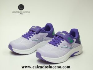 Joma Zapatilla Deportiva Niña Lila Nylon Con Velcro, Fabrizada en Textil Con Suela Antideslizante y Plantilla Extraible Modelo Speed JSPEES2619V.