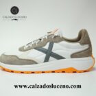 Munich Zapatilla Deportiva Hombre Babel Modelo 4599013 Color Blanco Beige Con Suela Naranja