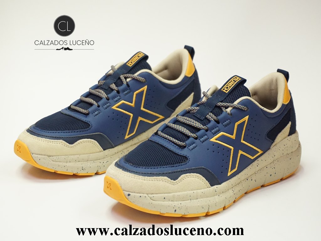 Munich Zapatilla Deportiva Hombre Kava Modelo 4175032 Color Azul y Beige Con Suela Antideslizante