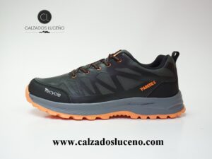 Paredes Zapato Deportivo Montaña Treking Hombre en Color Kaki y Negro Con Plantilla Extraible y Suela Antideslizante Con Cordone. Ideales para Senderismo y Paseon por el Monte. Envio Gratis!!