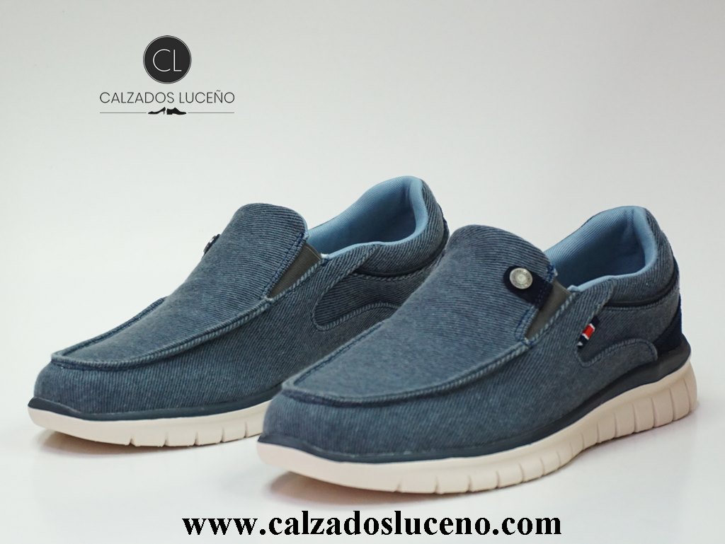 Refresh Mocasín Hombre Lona Navy Modelo 175535 Sin Cordones Fabricadas en Saco Azul Con Suela Ultra Ligera. La Plantilla Estraible y Anatomica Con Elasticos en el Empeine
