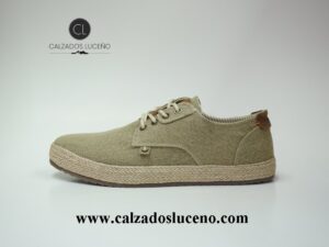 Refresh Zapatilla Hombre Cordones Esparto Modelo 171731 Beige Con Plantilla Acolchada y Suela De Goma Antideslizante. Envió Gratis