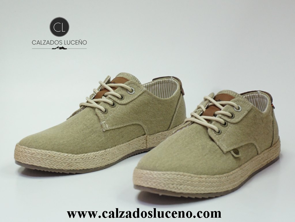 Refresh Zapatilla Hombre Cordones Esparto Modelo 171731 Beige Con Plantilla Acolchada y Suela De Goma Antideslizante. Envió Gratis