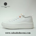 Refresh Zapatilla Lona Plataforma Mujer Blanca Modelo 175061 Fabricadas en Textil Transpirable Con La Puntera de Goma Con Cordones