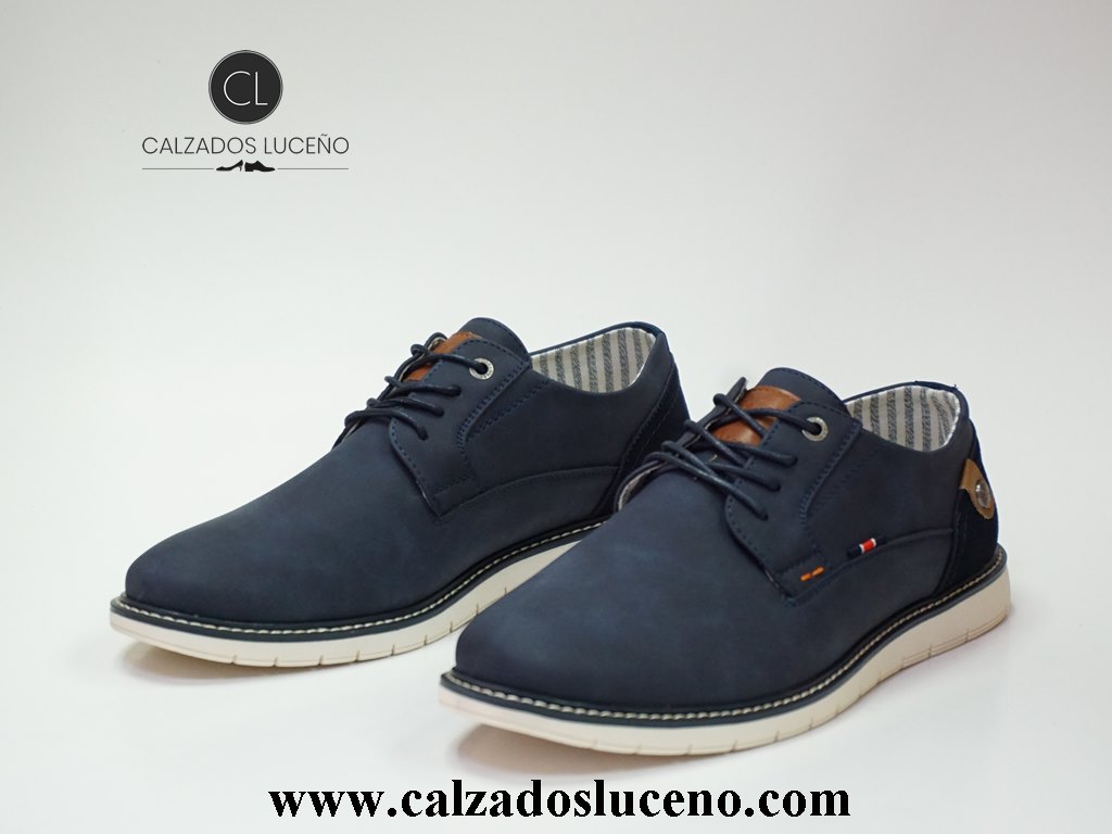 Refresh Zapato Casual Hombre Cordones Azul Marino.
