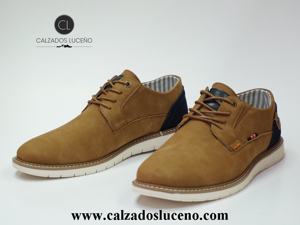 Refresh Zapato Casual Hombre Cordones Azul. Zapatos Fabricados con Materiales no Procedentes de Animales, Un Zapato con un diseño Actual y desenfadado
