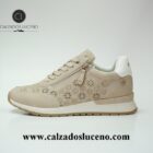 Refresh Zapato Deportivo Mujer Cremallera Color Beige Modelo 175131, Con Un Diseño Muy Atractivo Y Una Comodidad Superior Fabricadas En Microfibra Transpirable, Suela Antideslizante y Plantilla Extraible