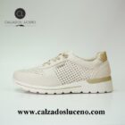 Amarpies Zapatilla Deportiva Mujer Color Beige Modelo AHI30066 Con Plantilla Extraible y Suela Antideslizante. Envio Gratis!!