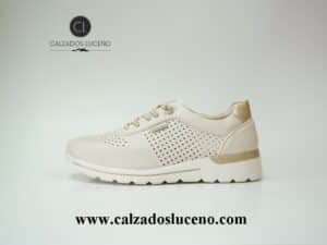 Amarpies Zapatilla Deportiva Mujer Color Beige Modelo AHI30066 Con Plantilla Extraible y Suela Antideslizante. Envio Gratis!!